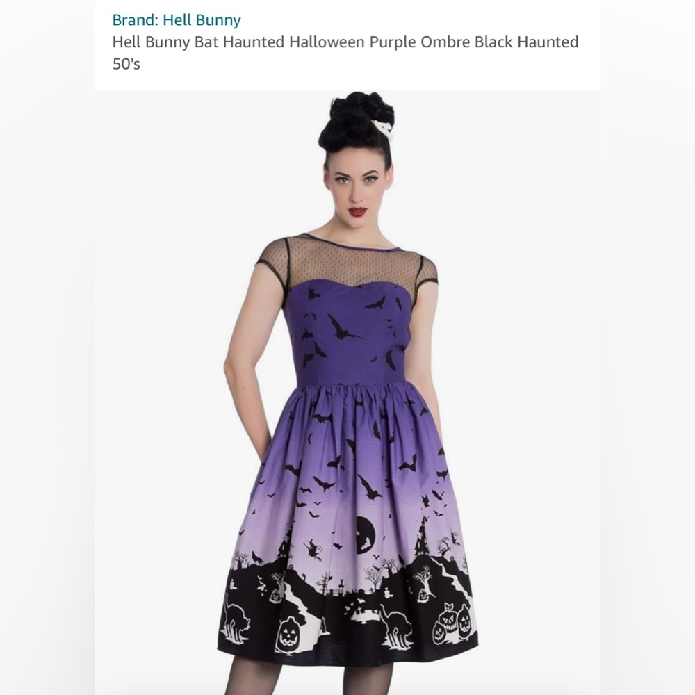 Hell Bunny Bat Haunted Halloween Purple Ombre Black Haunted 50's